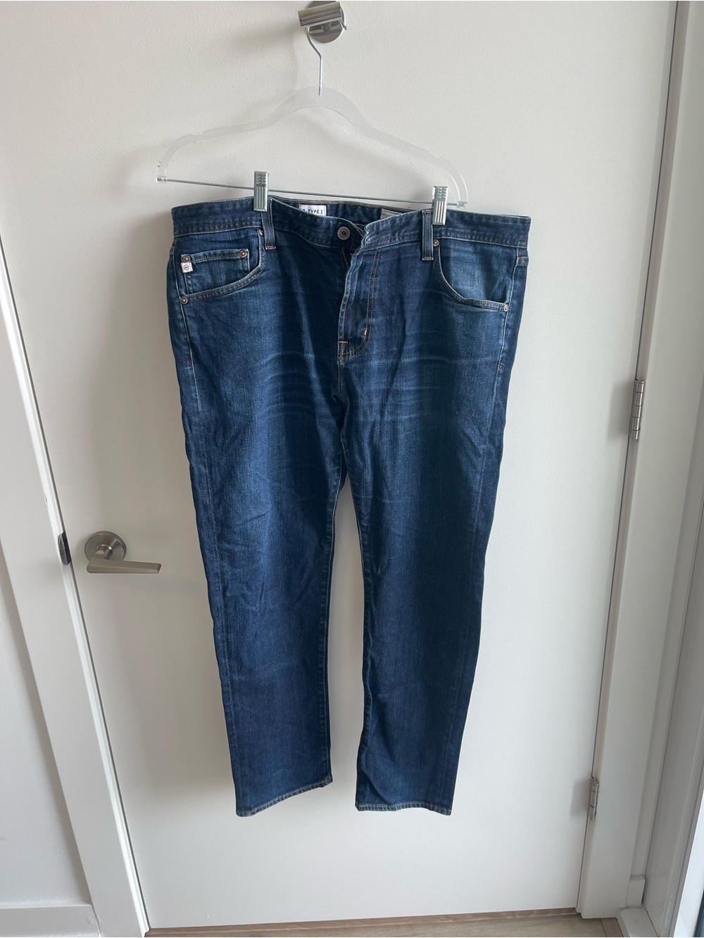 AG Men's Dark Blue Straight-Leg Jeans